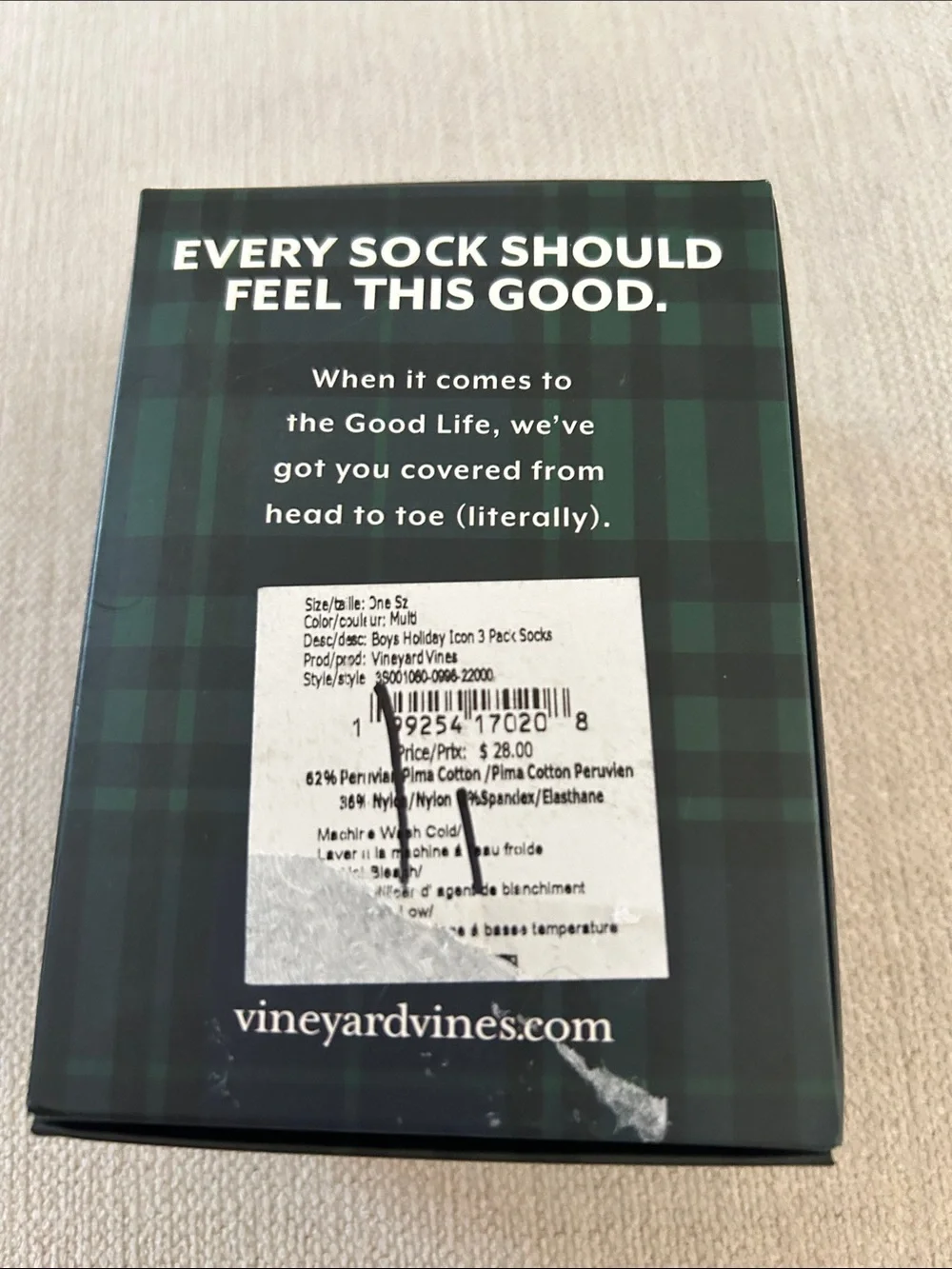 Vineyard Vines Three Sock Pack Holiday Icon 3 pack socks for boys, One size NWT